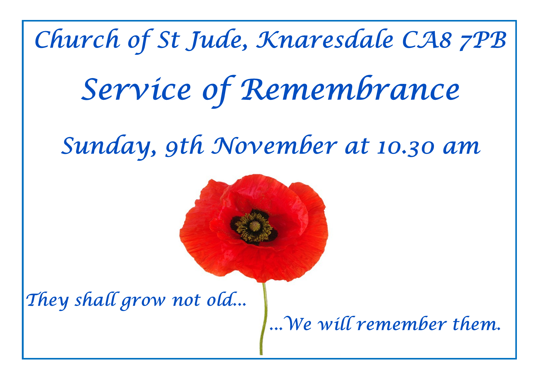 Remembrance Service Knarsdale Nov 9th